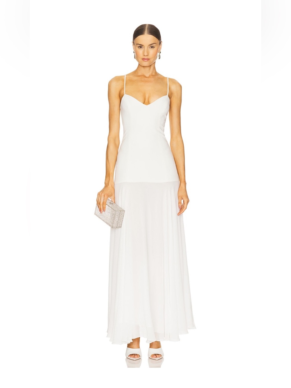 Lovers + Friends White Strapless Spaghetti-Strap Gown